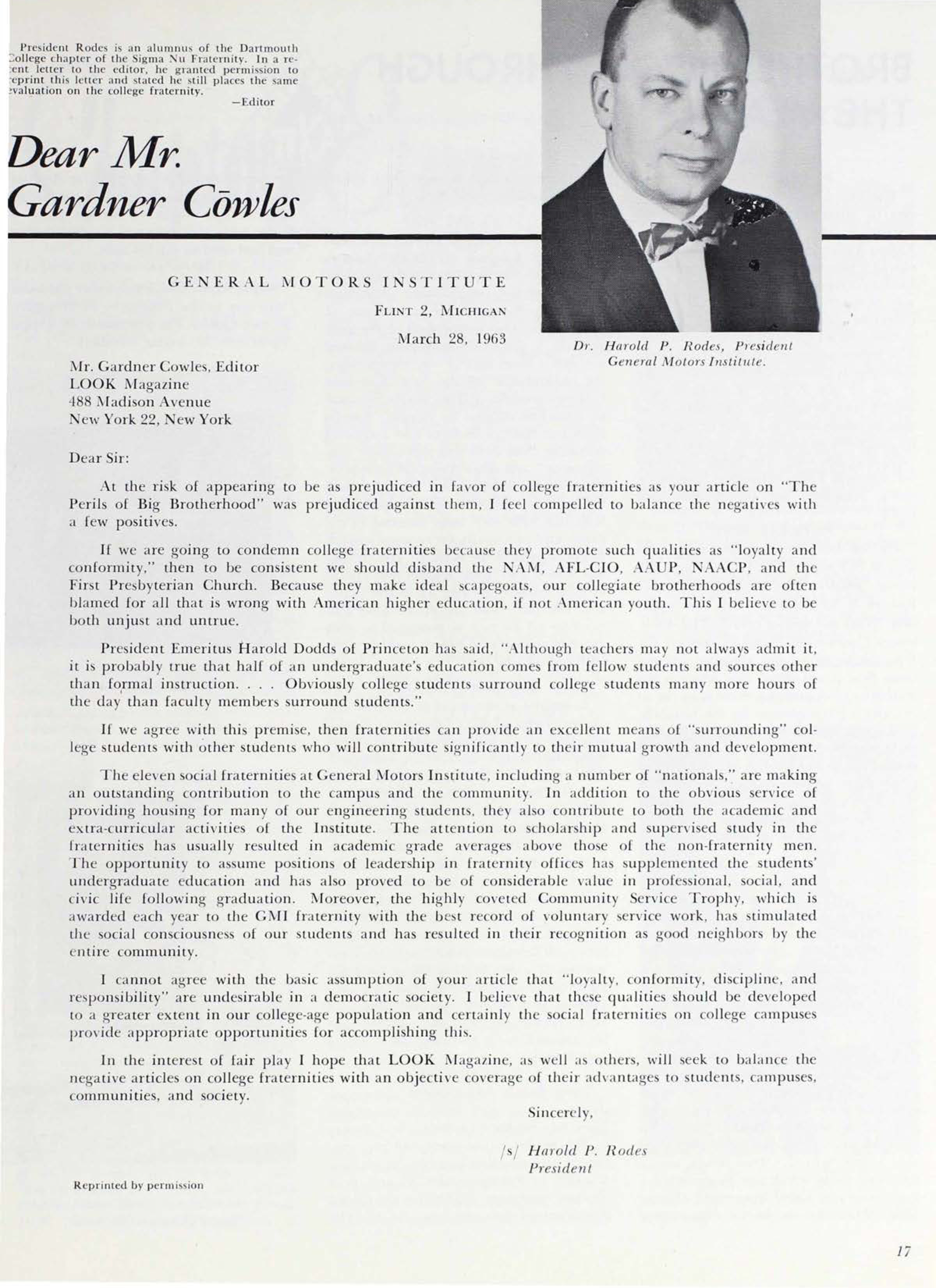 Dear Mr. Gardner Cowles